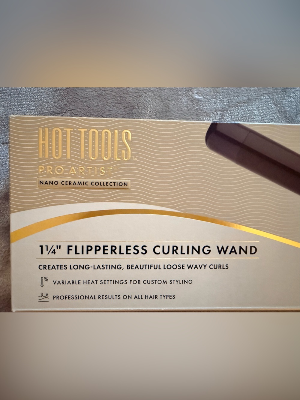 Hot Tools Pro-Artist 1¼" Flipperless Curling Wand - Gold/Beige